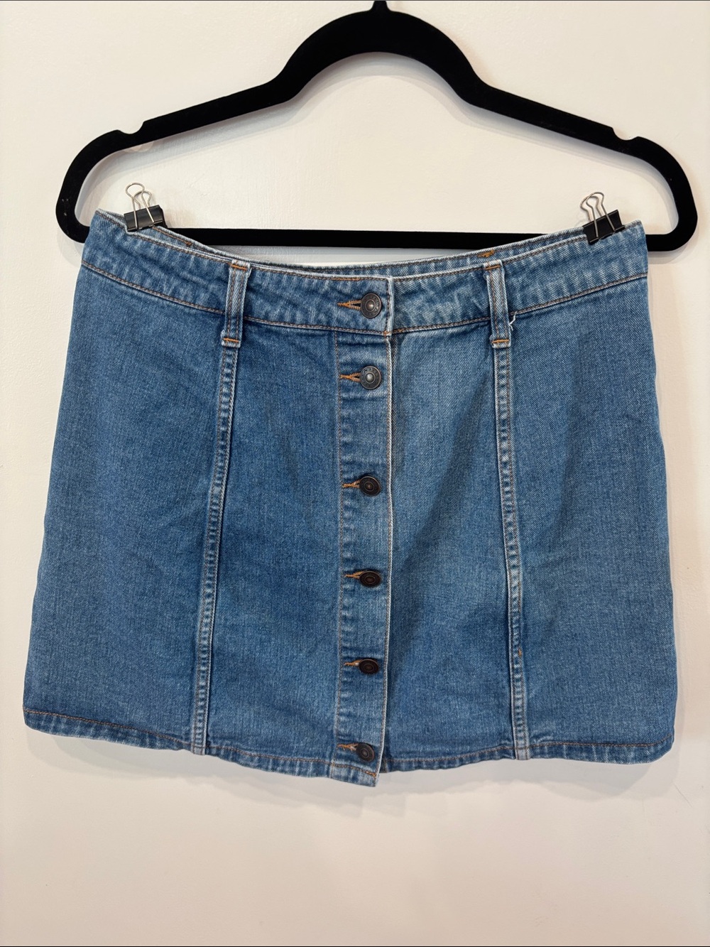 Rusty Classic Blue Denim Button-Front Skirt